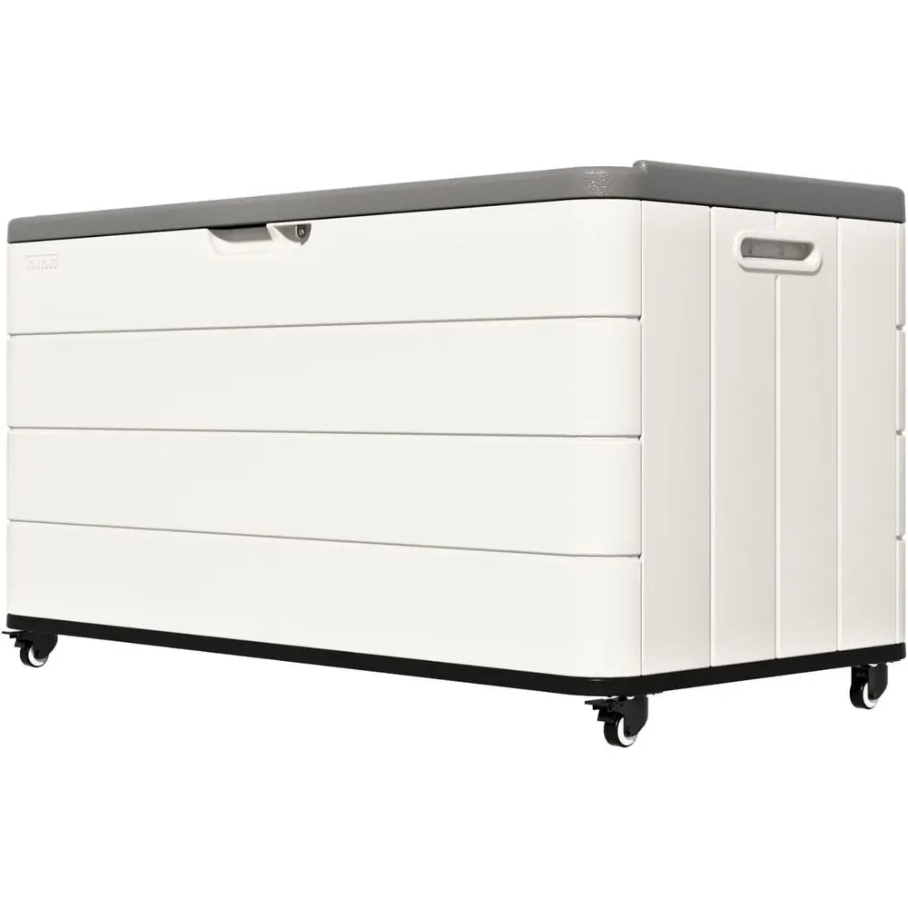 

120-Gallon Waterproof Outdoor Storage Box with Wheels for Deck or Patio