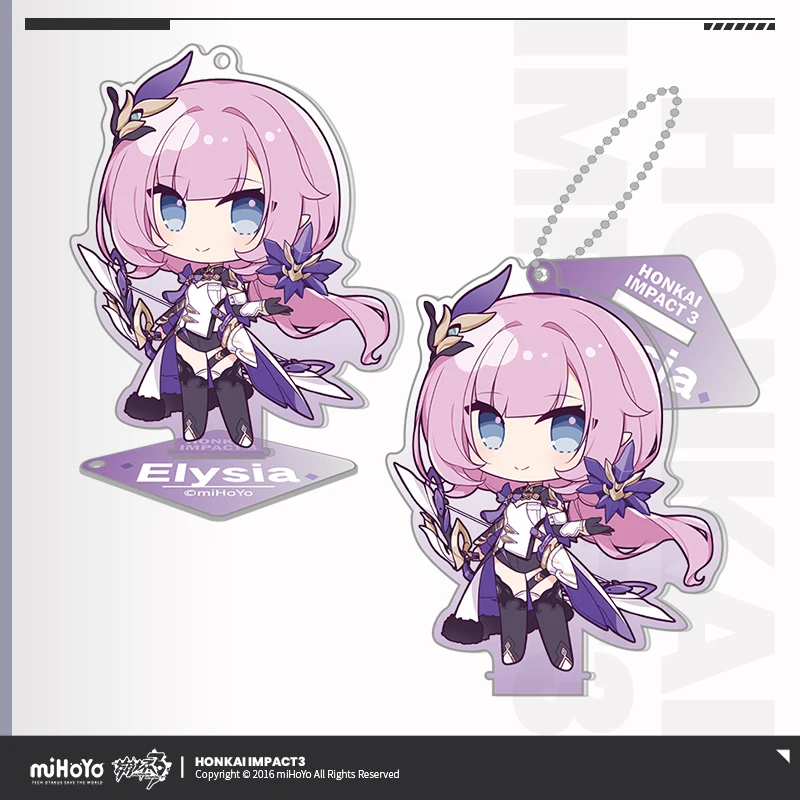 Honkai Impact 3rd Official Merch miHoYo oryginalny autentyczny brelok w wersji Q stojak Elysia Kiana Mobius Mei