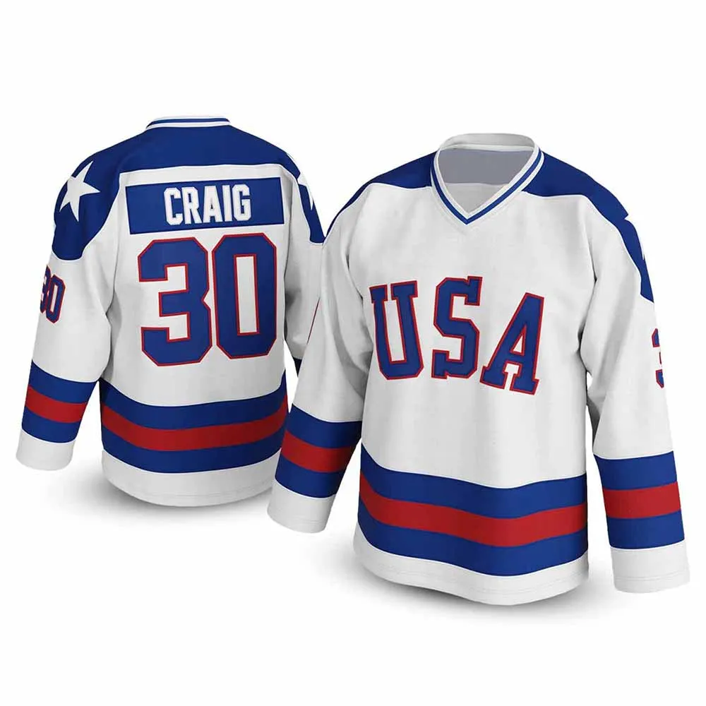 Jack O’Callahan #17 Miracle 1980 USA Hockey Jersey Unisex Long Sleeve V‑Neck Blue Red Striped Print T-shirt Loose Sport Fan Tees