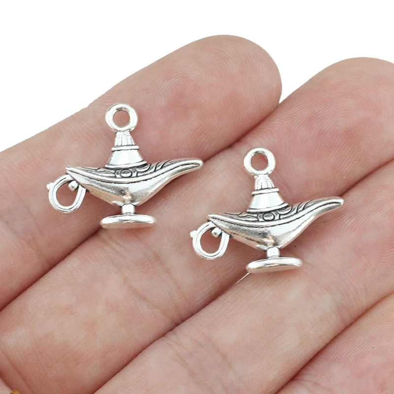 Newest 10Pcs 22*18mm Antique Gold Color Vintage Magic Lamp Charms For DIY Jewelry Making Fashion Pendant Accessories Wholesale