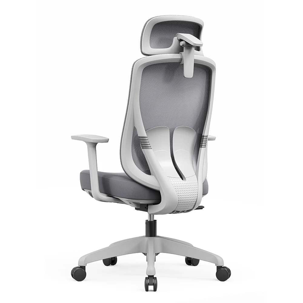 Ergonomisch kantoormeubilair Volledig gaasstof Bureaustoel met hoge rugleuning Verstelbare hoofdsteun Comfortabel luxe gevouwen