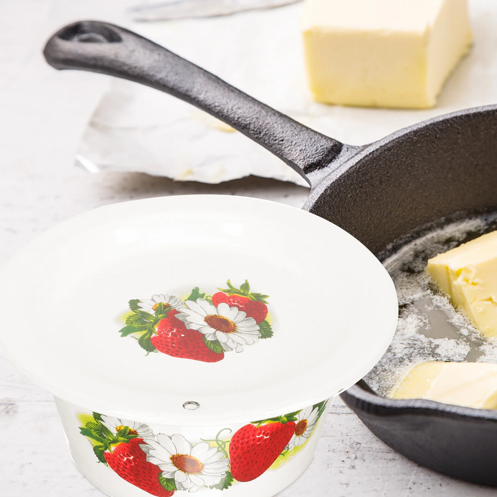 

Enamel Vintage Style Food Storage Bowl Kitchen Dough Making Basin Retro Soup Bowl Lard Oil Storage Container