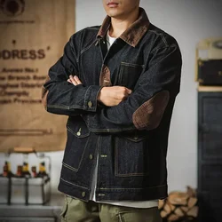 Abrigo vaquero Vintage para hombre, Chaquetas vaqueras estéticas negras, empalmadas de carga de bajo costo, ropa de exterior grande de gran tamaño, Corea, precio más bajo