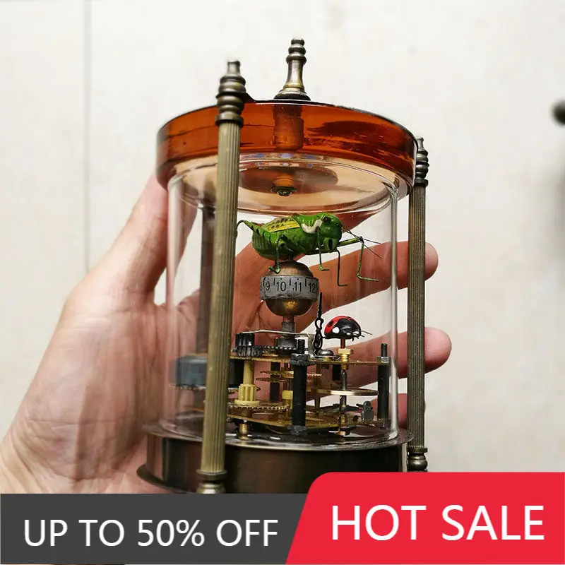 Retro Insects Figurines Desktop Miniatures Clock Figurines Bedroom Machine Table Clock Classical Home Decoration Accessories