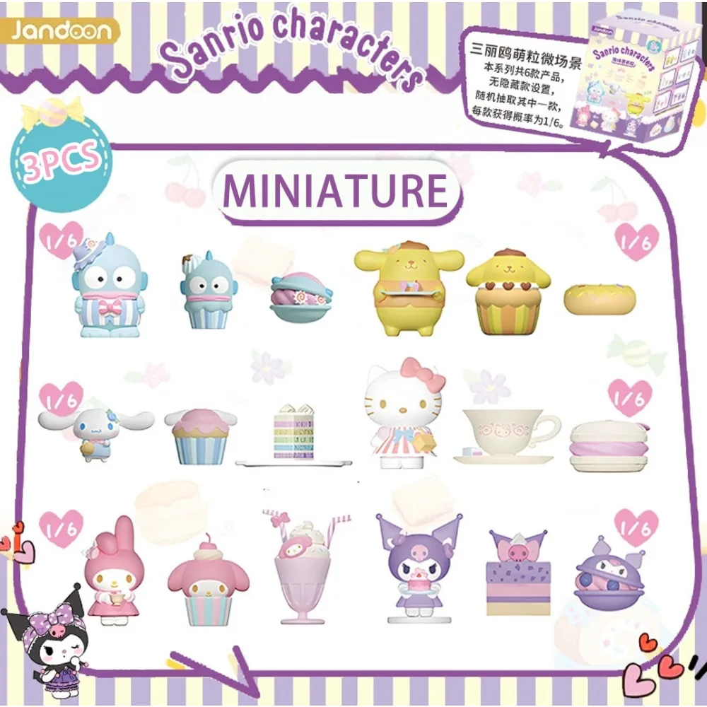 Sanrio персонажи слепая коробка Kuromi My Melody Cinnamoroll Hello Kitty миниатюрные сцены фигурки детские игрушки подарки декор для рабочего стола