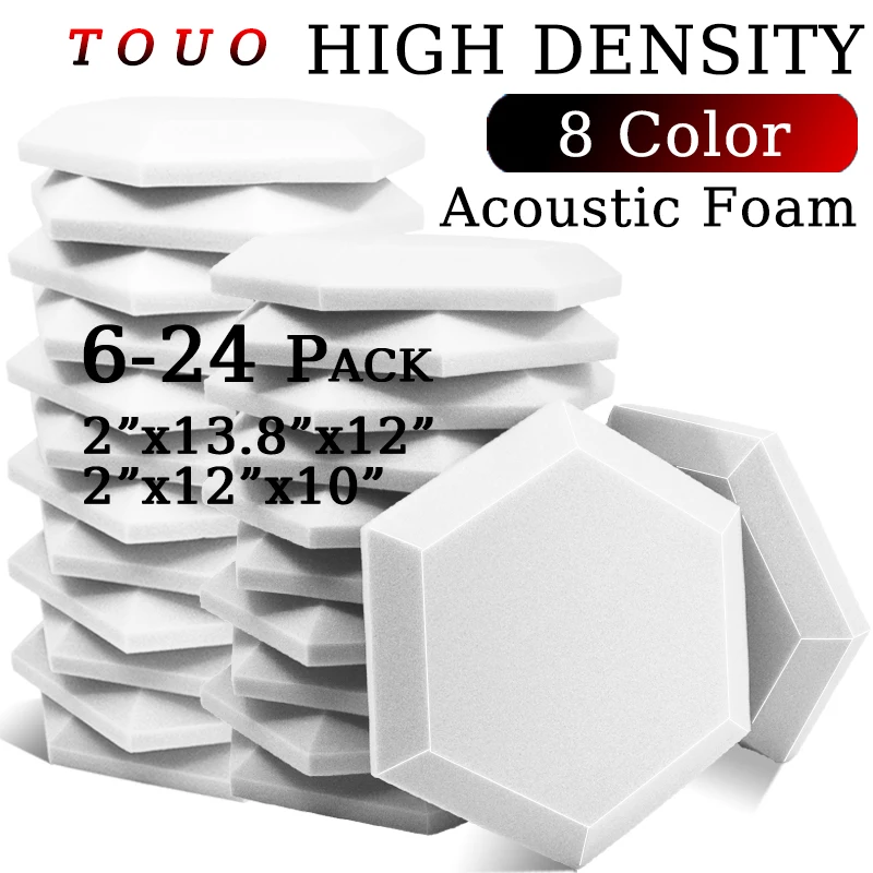 

TOUO Hexagon Acustic Foam 6/12/24 Pcs Studio Acoustic Treatment High Density Sound Foam Acoustic Esponja Wall Panel Sponge Pad