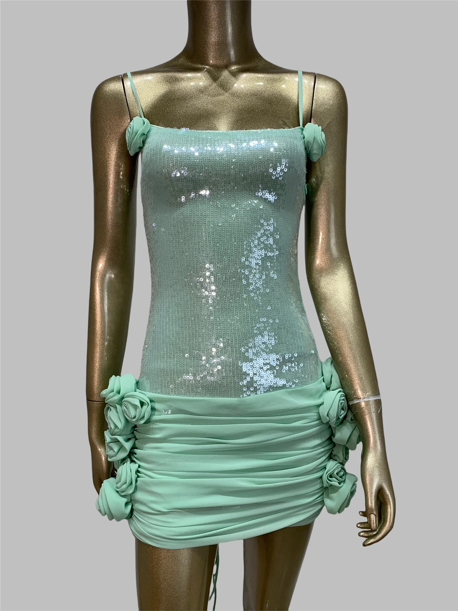 

Women Summer Sequines Sparkly Patchwork Bodycon Mini Dress High Street Fashion Evening Club Party Guest Look Dress One Piece