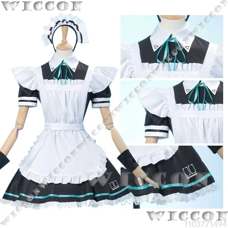 

a7d@Tendou Aris Maid Game Blue Archive Cosplay Costume Wig Lolita Black White Dress Headwear Girl Women Suit Halloween Customize
