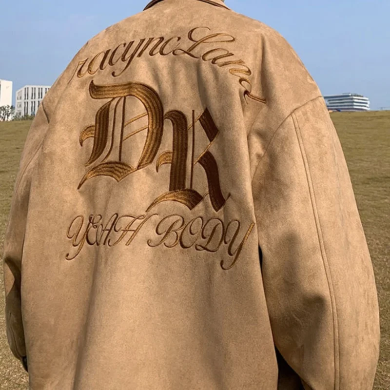 

Loose Fit Suede Jaet Men's Spring Autumn Large Size 300 Pou Hong Kong Sle y Jaet Breathable Zipper Closure