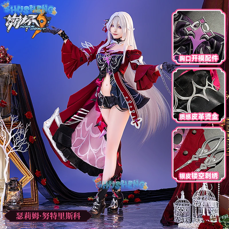 

Thelema Cosplay Game Honkai Impact 3 Costume Sweet Elegant Uniform Dress Full Set Halloween Party Role Play Clothing New