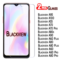 2-1PC Glass For Blackview A95 A55 A52 A100 A80s A80 A70 A60 Pro Plus Cover Film on Blackview A 95 55 100 80 S 60 70 Screen Glass