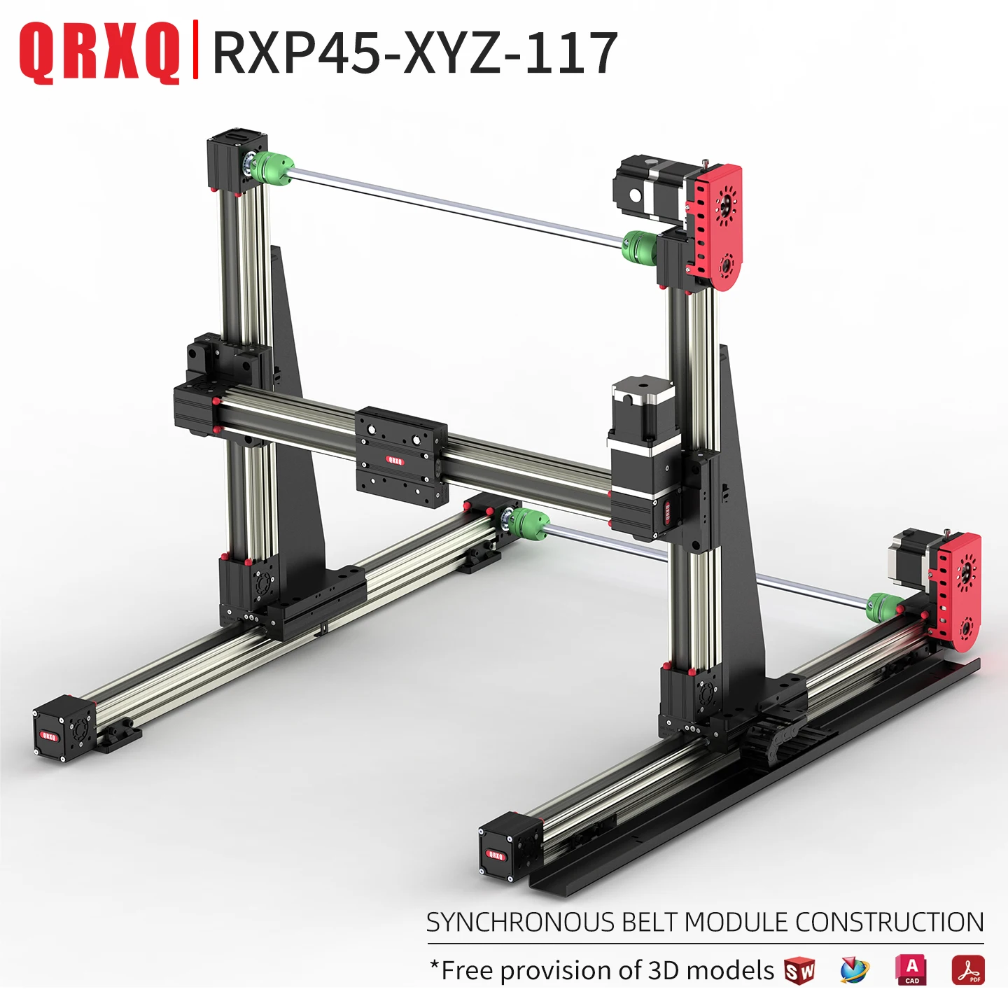 QRXQ RXP45-XYZ-117 Linear Robot Belt Driven Cnc Belt Rail Guide Positioning Motion System Driven Stage Вest Motorized Gantry