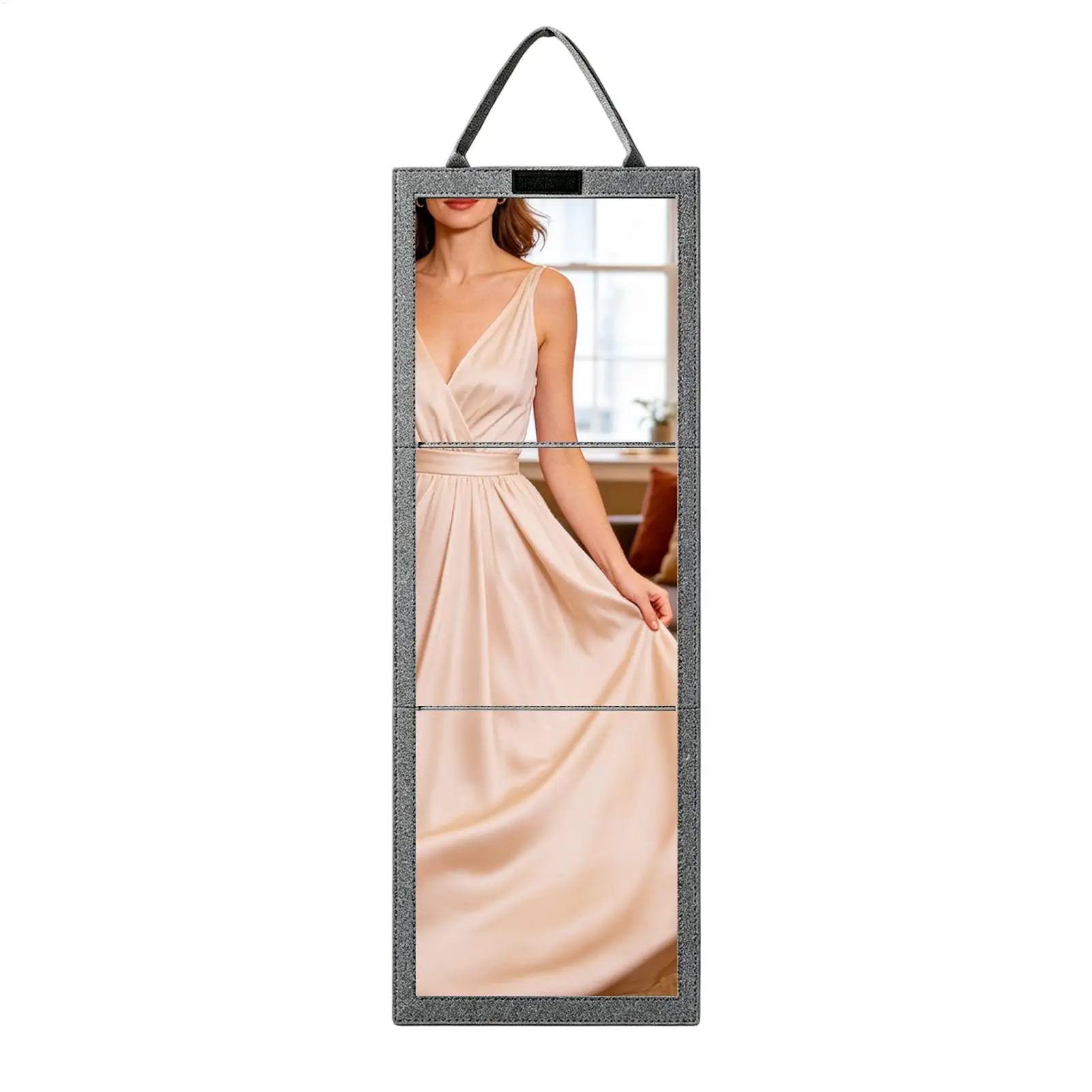 Portable Full Length Mirror With Handle 3 Way View Shatterproof Acrylic Tri-Fold Full Body Backstage Mirror For Dancer Camping