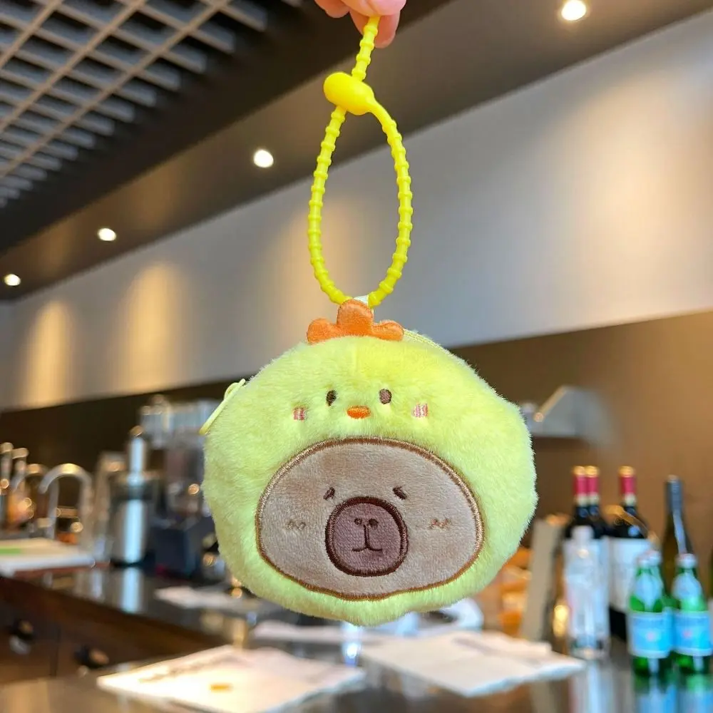 Rabbit Capybala Plush Coin Purse Bag Hanging Fluffy Little Bear Plush Doll Keyring Keychain Animals Frog Plush Pendant