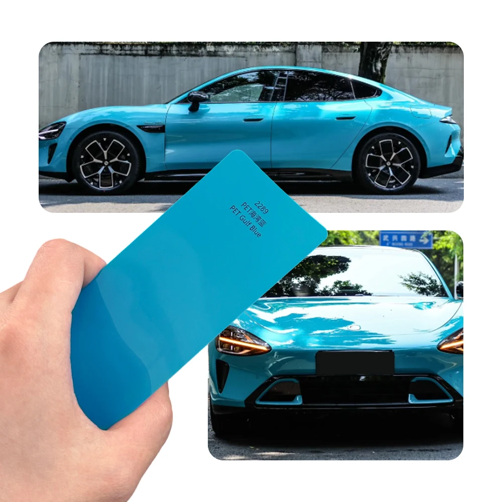 Super Bright Crystal Bay Blue Full Car Wrap Vinyl PVC PET Auto Body Sticker Color Changing Film Roll Paint Protection 1.52X18M