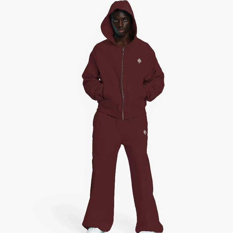 Sports Style Hooded Solid Colour Sweatshirt Casual Everyday Full Matching Zip Cardigan Jacket Sweatpants Set