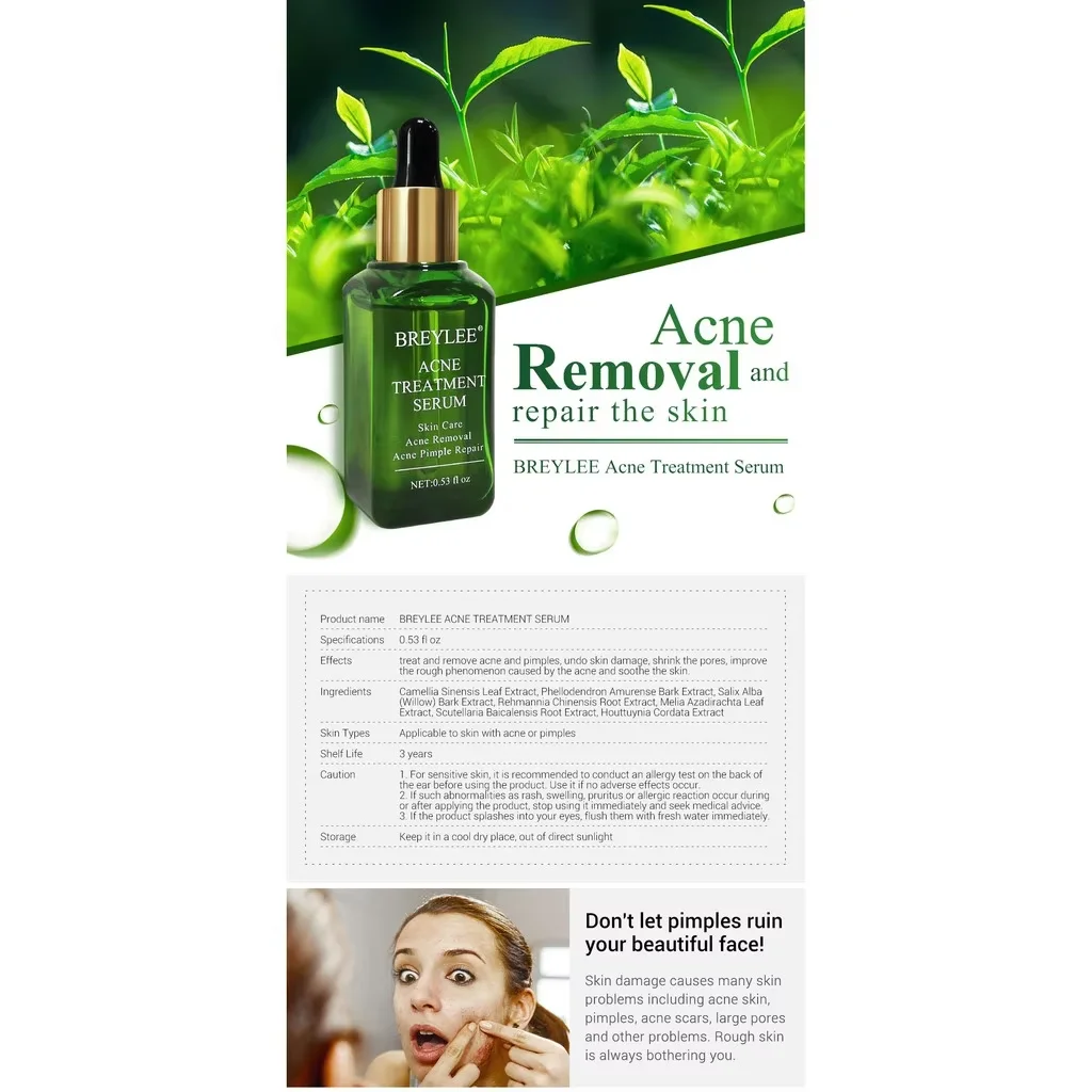 BREYLEE Teebaumöl Anti-Akne Gesichtsserum Akne-Behandlung Akne-Pickel-Entferner Serum 10 Stück – Detail 6