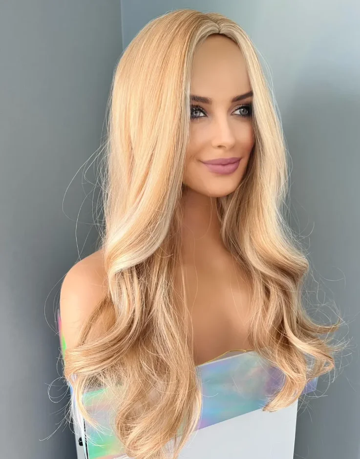 

Ombre Highlight Brown Wigs Balayage Wig Body Wave Synthetic Lace Front Wigs Pre Plucked Glueless Wigs For Women Daily Party Use