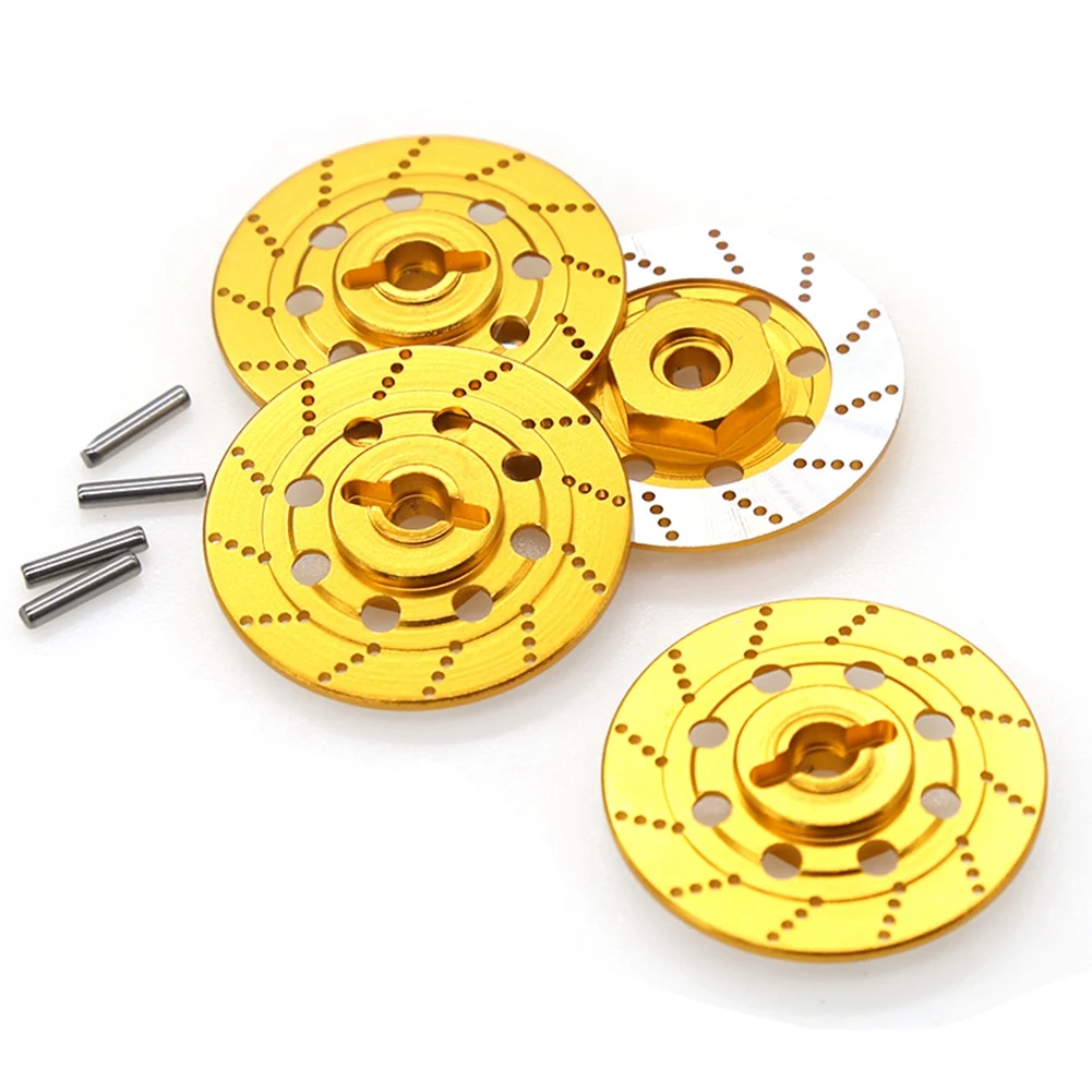 4PCS Metal Brake Disc Wheel Rim Box Metal Hex Adapter 12mm for 1/10 Sakura D4 On-Road Racing RC Car Parts,Gold