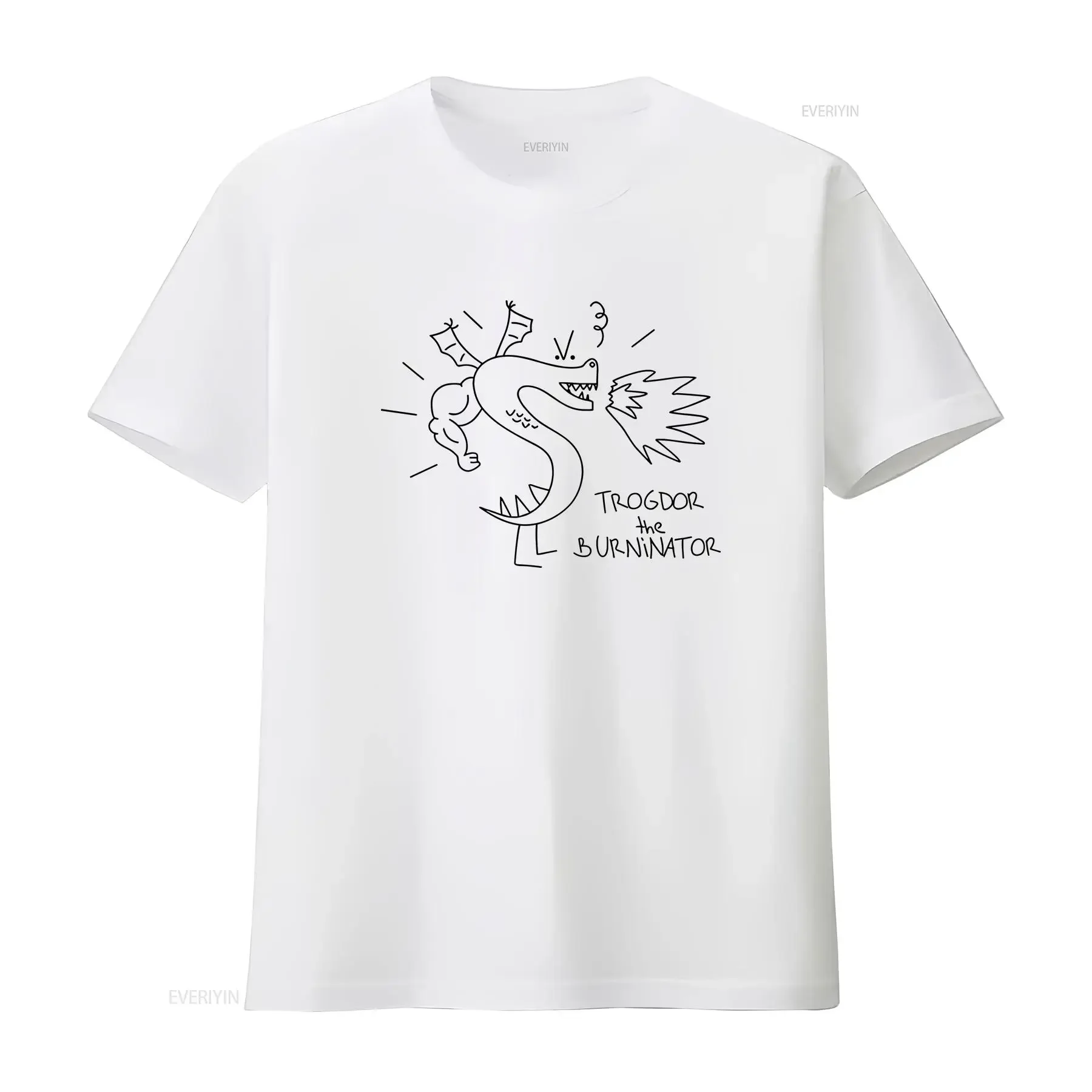 Trogdor the Burninator T Shirt White vintage Washed graphic Stylish Slightly Casual Comfortable Versatile Stretched Unisex