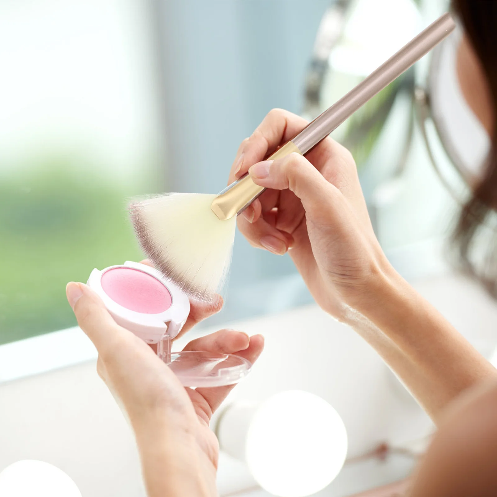3pcs Makeup Brush Set Fan Shaped Face Tools For Highlighter Blush Contouring Powder Daily Professional Use