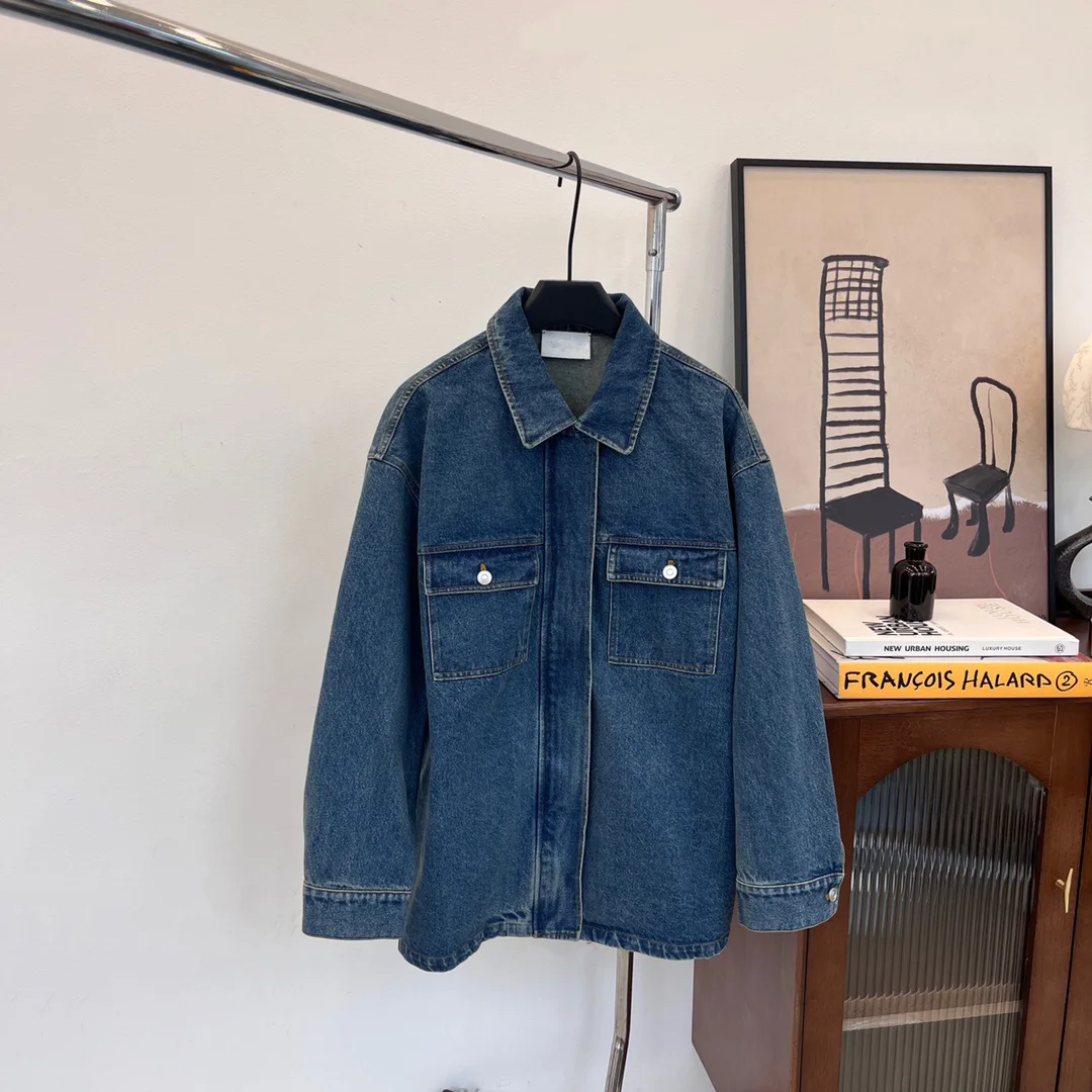 Women's Clothing    Early spring retro denim jacket, washed denim fabric, small dropped shoulders design