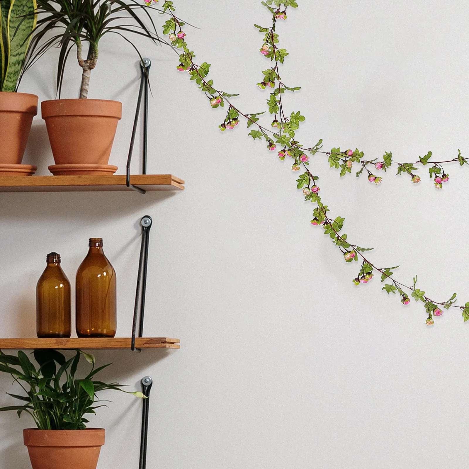 

Simulated Rose Rattan Vines Fake Pink Flowers Decorative Wall Baby Shower Floral Red Roses Artificial Plants Wreath Party