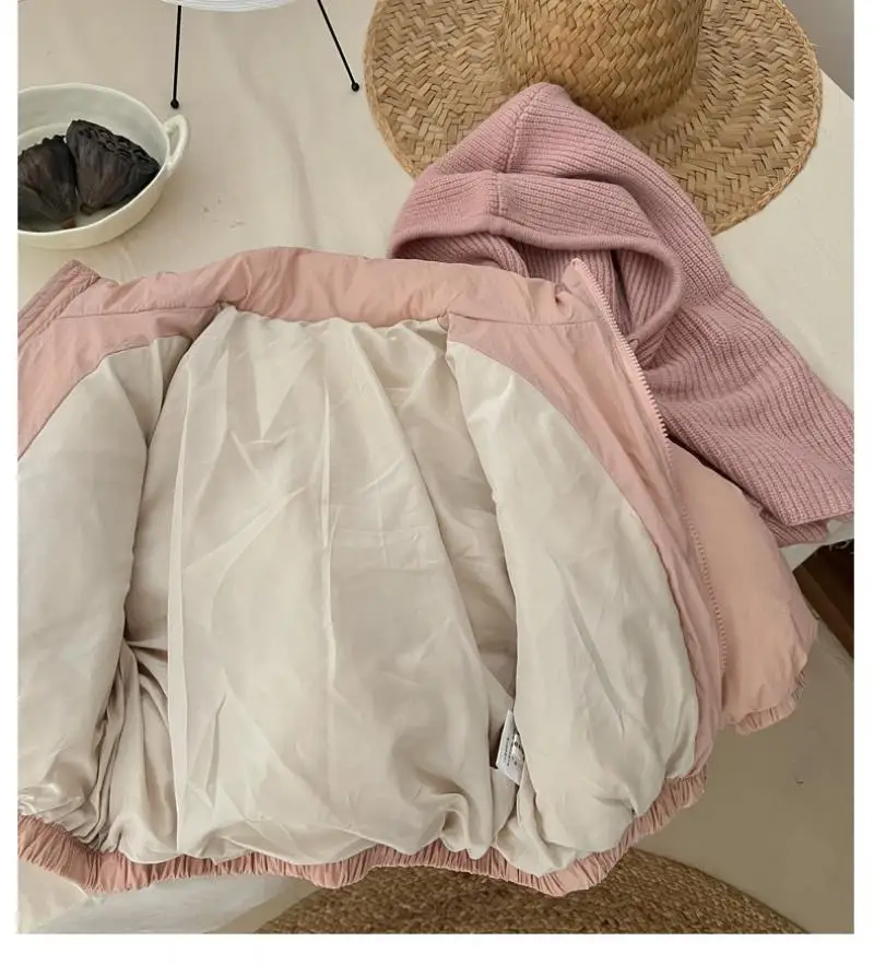 أزياء الشتاء الفتيان والفتيات معطف دافئ بلون مع قبعة محبوكة/وشاح تنوعا سترة مبطنة بالقطن يندبروف أبلى #4