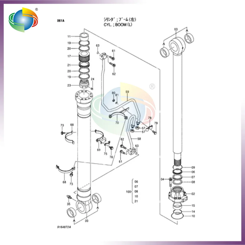 9180581 BOOM CYLINDER SEAL KIT FOR HITACHI EX300-5 EX350H-5 EX350K-5 ZX330 ZX350H ZX350K ZX350LC-AMS ZX350LC-HCME ZX360LC-HHE