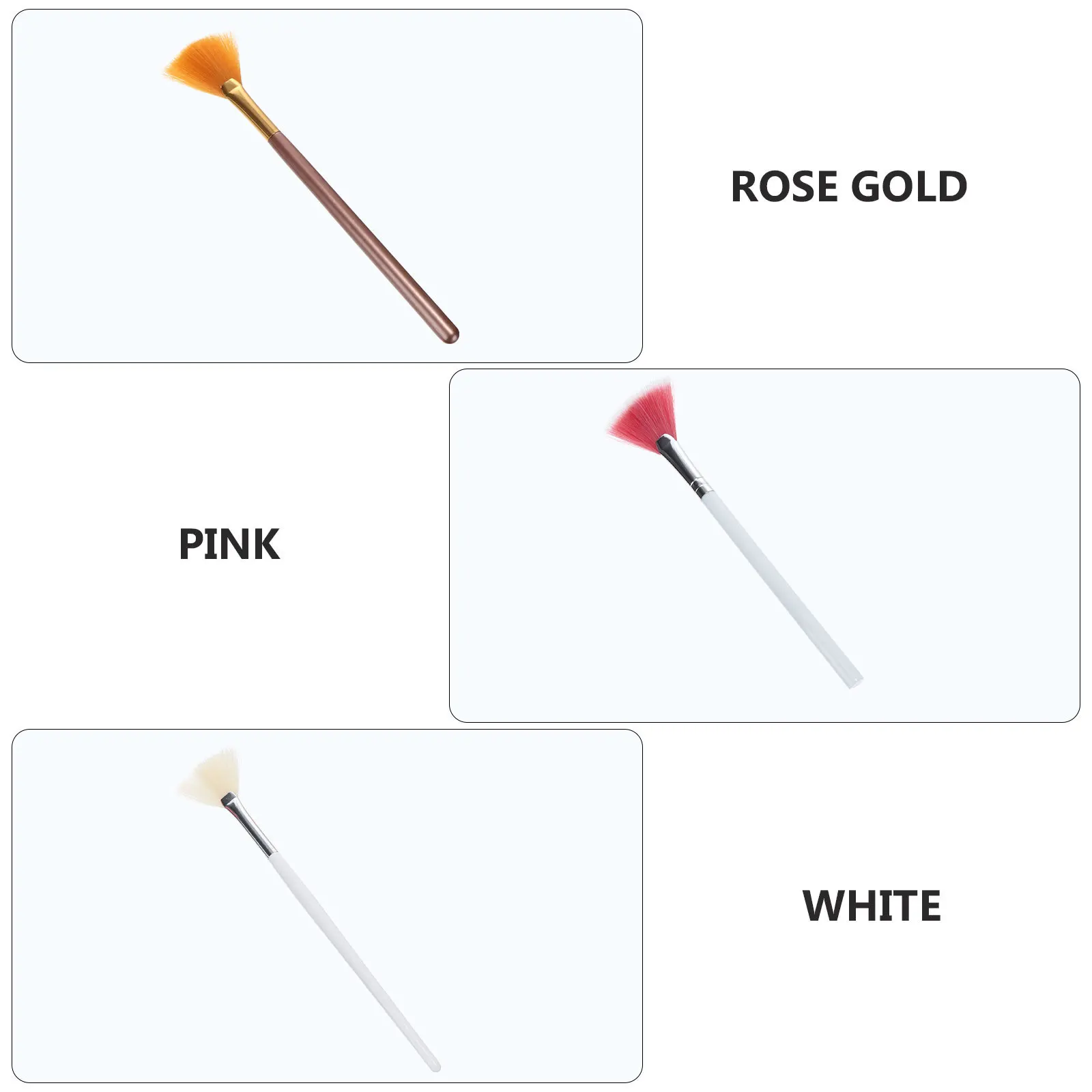 Aplicador de colorete en forma de abanico para resaltar, accesorios, herramienta de aplicación de polvo para contorno de maquillaje, 3 uds.