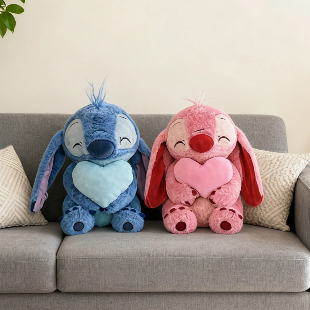

Stitch Plush Toy 30/45cm Blue Pink Hug Heart Stuffed Doll Cute Cartoon Sofa Cushion Home Decor Birthday Valentine Gift for Girls