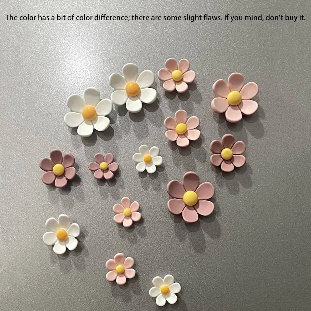 14 pieces of cute fridge magnets, a variety of colors and styles, 3D flower resin decorative magnet, suitable for refrigerators