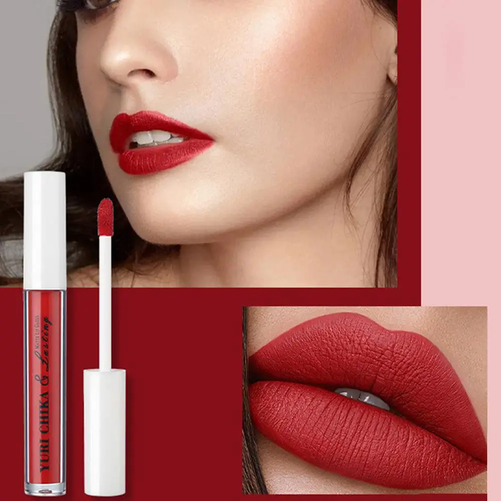 Liquid Velvet Matte Gloss Lip Red Lipstick Women Long Lasting Waterproof Beauty Cosmetic Non-stick Cup Matte Makeup