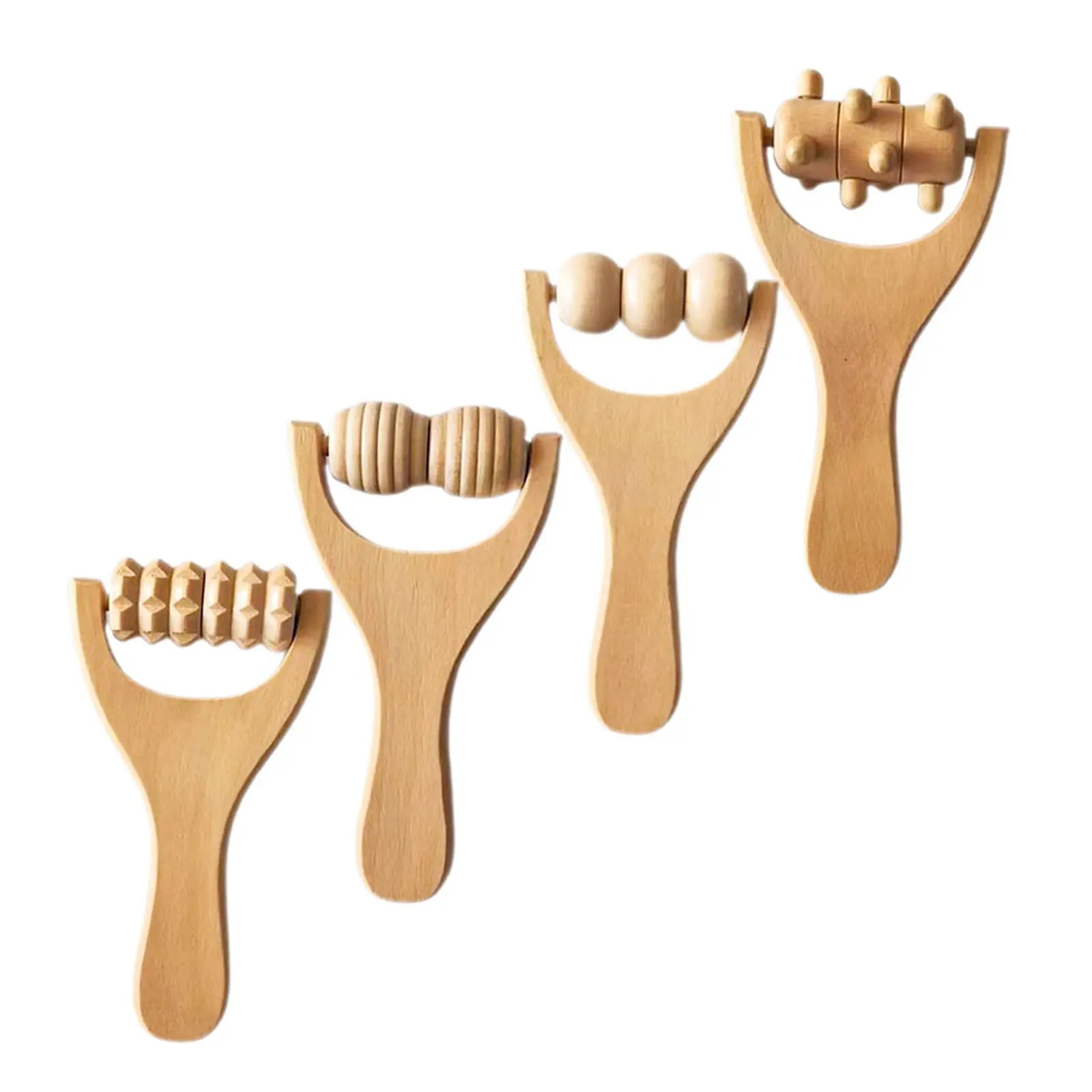 

4Pcs Wood Therapy Massage Tools Wooden Massager Rollers Natural Material for Back Neck Foot Leg Arm Pain Relief Portable