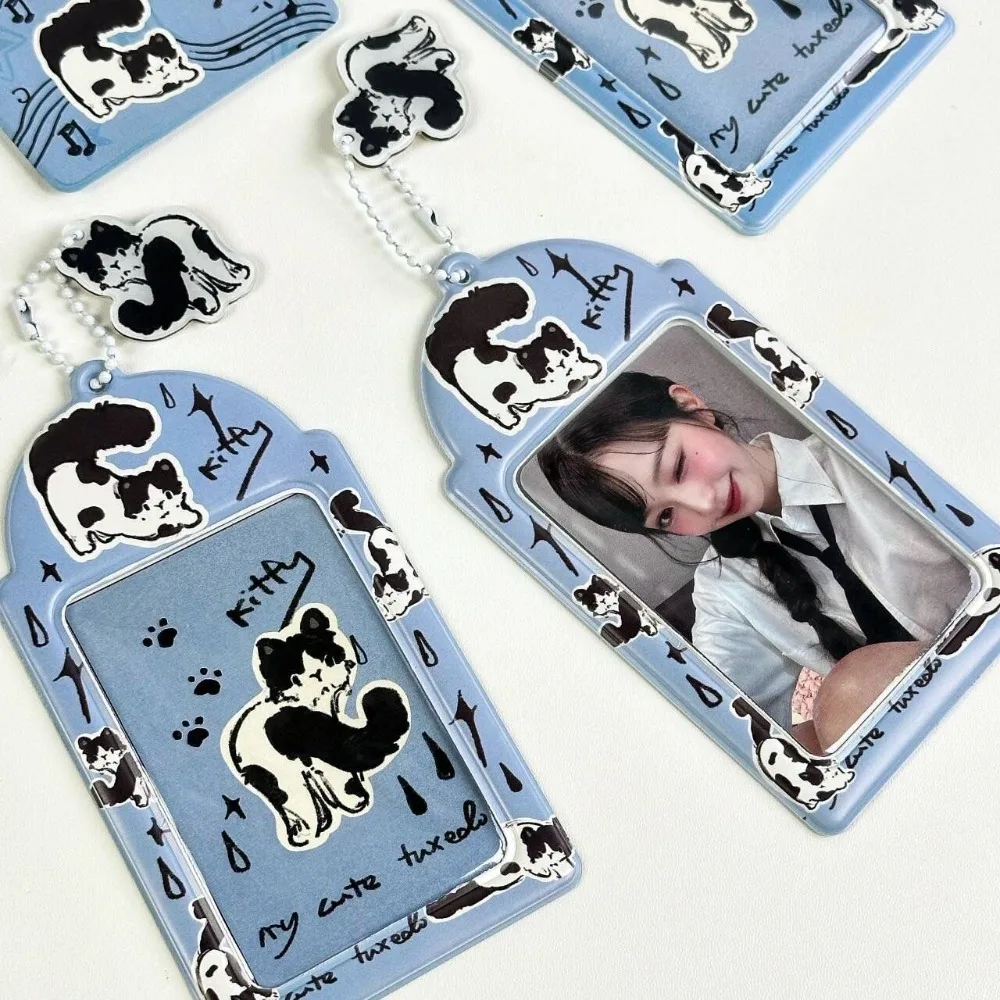 แบบพกพาแมวพิมพ์น่ารักกระเป๋า PU Multi Card Sleeve คลิปการ์ดขนาดเล็ก