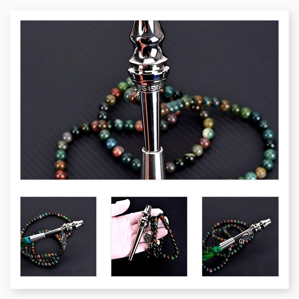 High Strength Titanium Alloy Suction Nozzle Shisha Tips - Rust-Proof, Break-Resistant, Removable Chain for Hookah