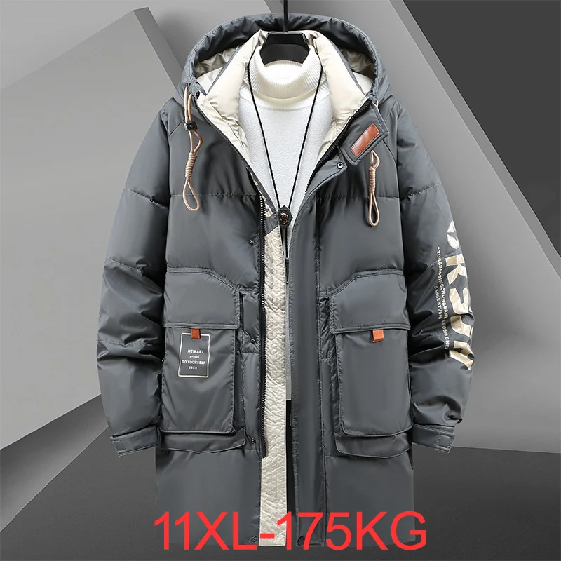 Large size men's Parkas clothing long loose casual trend man hooded plus size jacket winter jacket men 11XL 10XL coat men winter