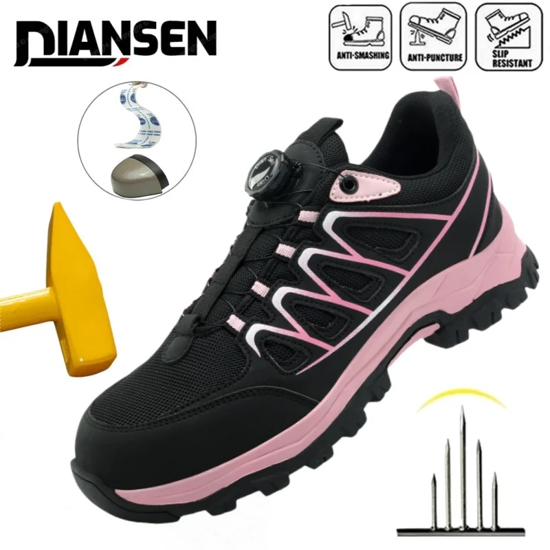 

Нескользящие легкие дышащие кроссовки с защитой от проколов, устойчивая к ударам защитная обувь со стальным носком, женская неразрушимая защитная обувь