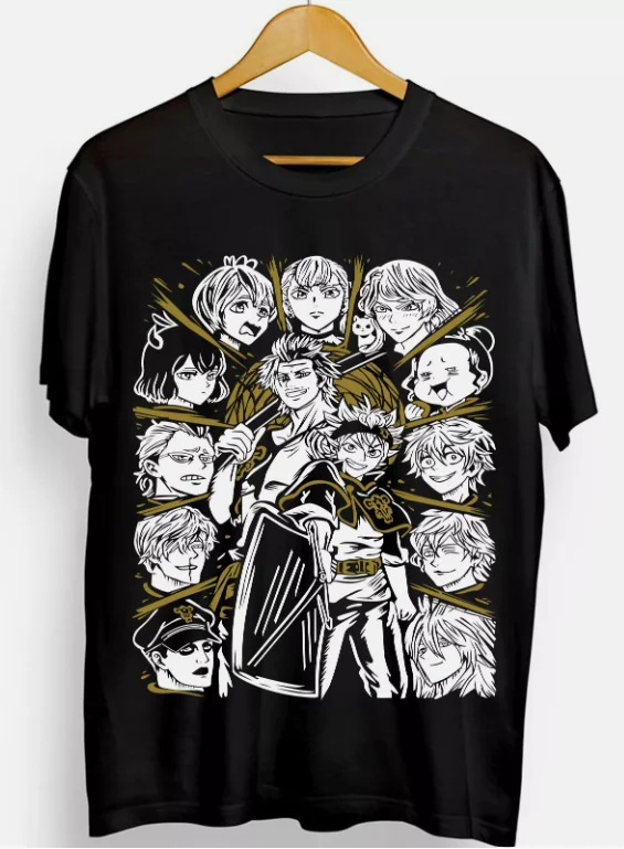 Black Clover T-Shirt Asta Yuno Anime Manga Girl Gifts Black Shirt All Size