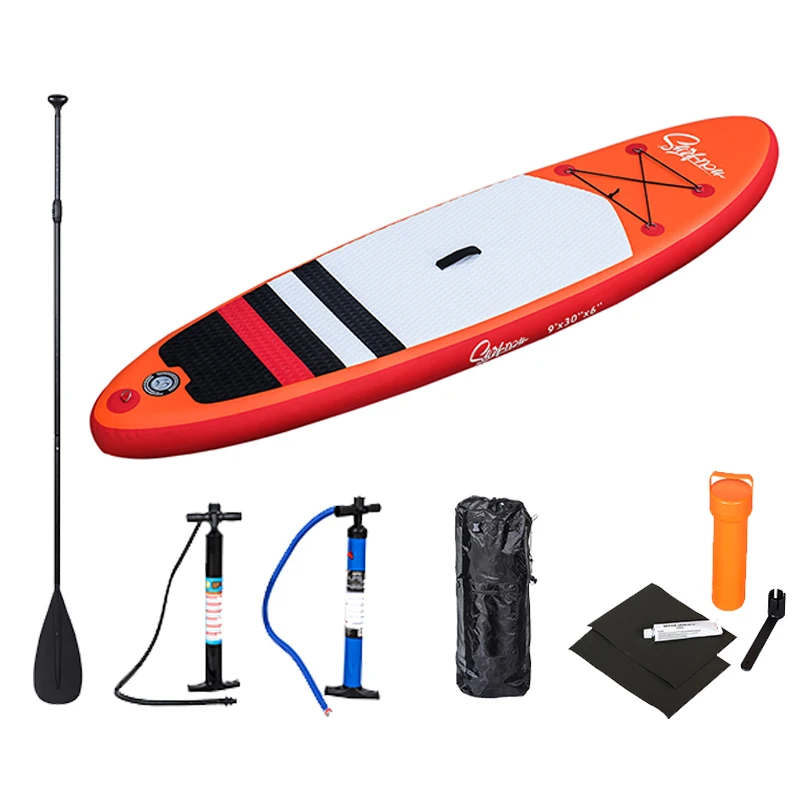 9 Feet Single‑Layer Inflatable Stand Up Paddle Board with Paddles for River Cruising