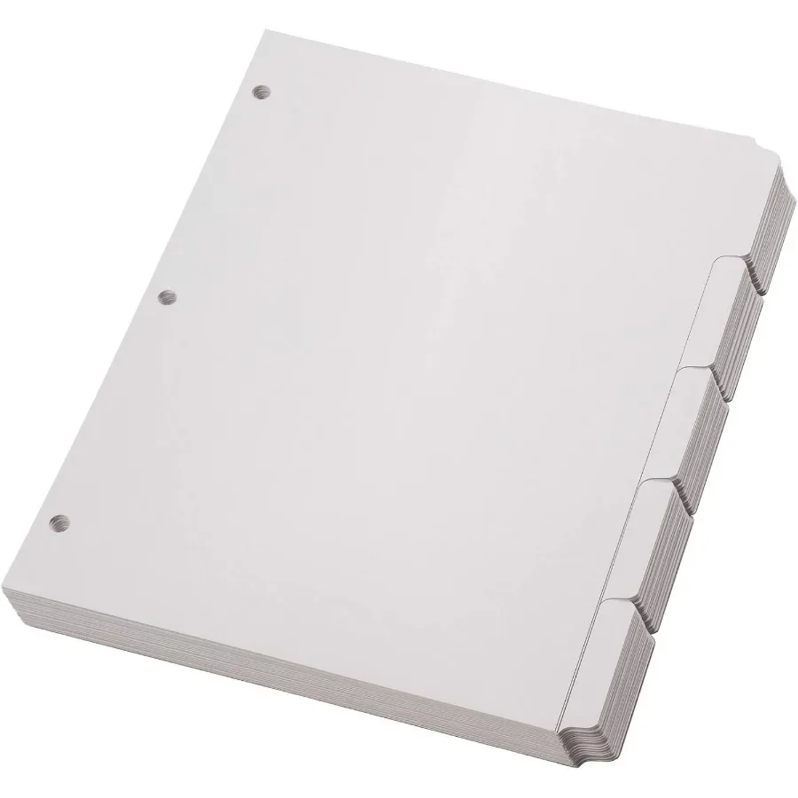 

Белые пустые разделители для переплета с 1 5 вырезанными выступами для легкой маркировки и организации Дизайн дырокола с 3 отверстиями в наборах 5 планшетов 100 Т