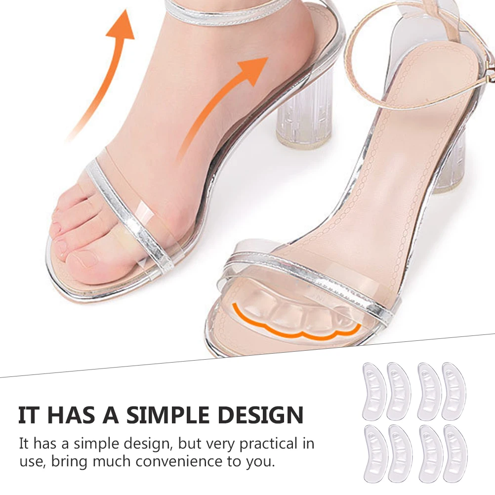 

4Pairs Invisible Heel Stickers Anti-Skid High Heels Sweat Absorbent Front Feet Palm Pads Wear-Resistant Invisible Heel Stickers