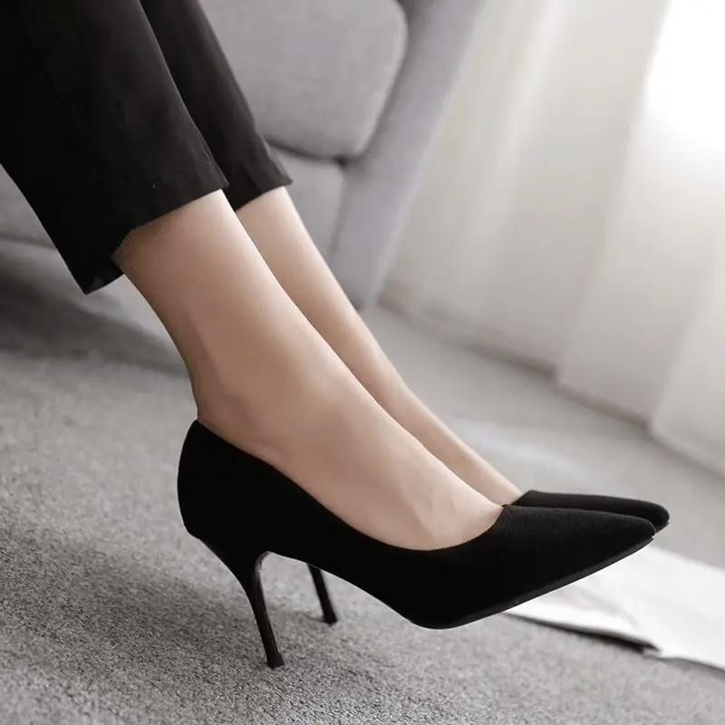 Woman Pumps New High Heels Stiletto Pump Single Shoes Female Office Shoes Ladies Black Pointed Toe Sexy Party Wedding Shoes