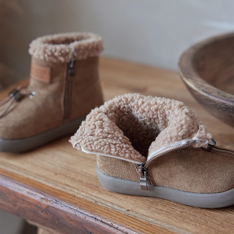 الأطفال أحذية الثلوج 2-16 سنة الأصفر مبطن سميكة الفتيان الفتيات أحذية قطنية خفيفة الوزن عدم الانزلاق الاطفال طفل أحذية بوت قصيرة