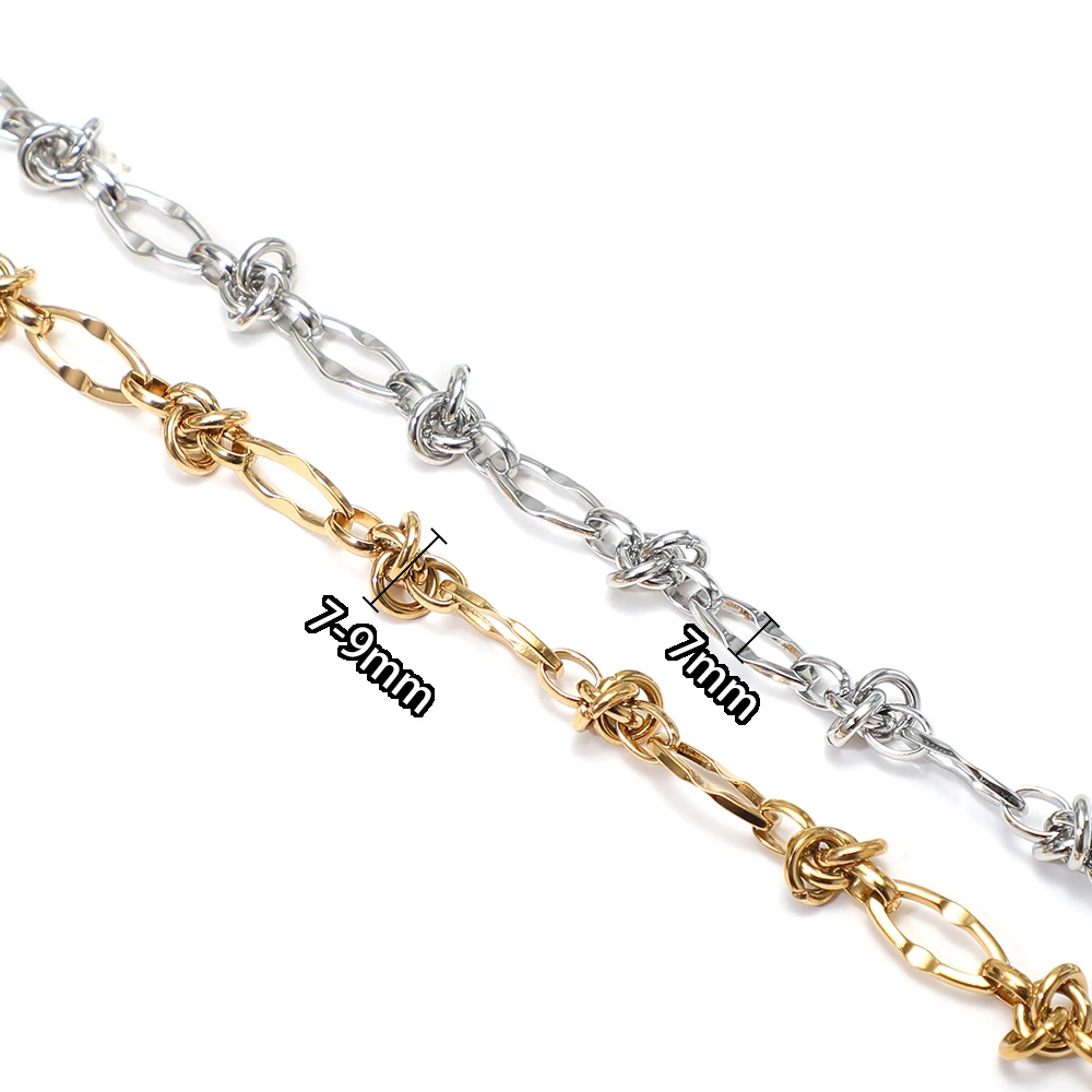 1 Meter Edelstahl PVD Gold Chunky Knotenketten für DIY Schmuckherstellung Hip Hop Herren Halsketten Zubehör Armbänder Materialien – Detail 3
