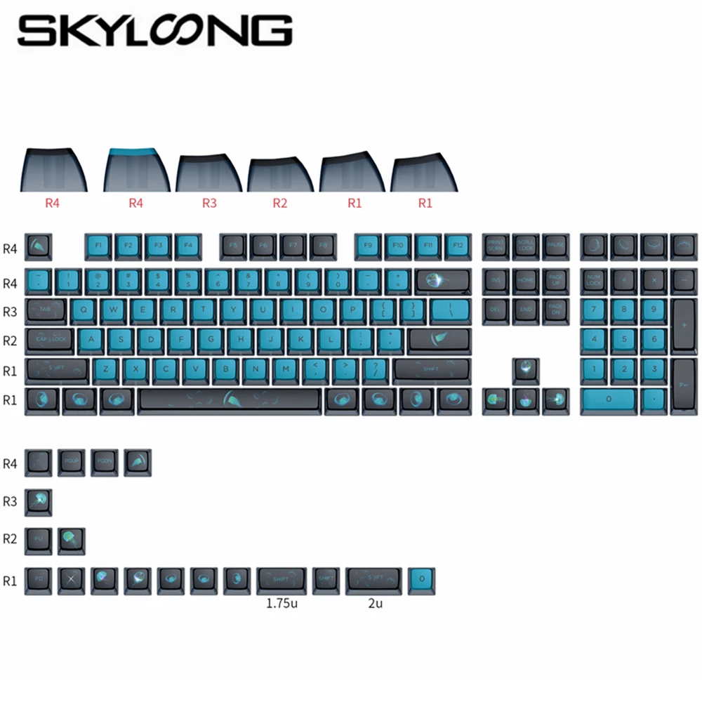 

Skyloong 126 клавиши пудинг ПБТ двойные колпачки для клавиш GK7 профиль Набор колпачков для клавиш для 100% 95% 75% 65% игровая механическая клавиатура