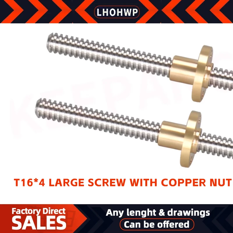 

304 Stainless Steel Trapezoidal Screw T16*4 large Screw With Copper Nut, Screw Diameter Is 16MM