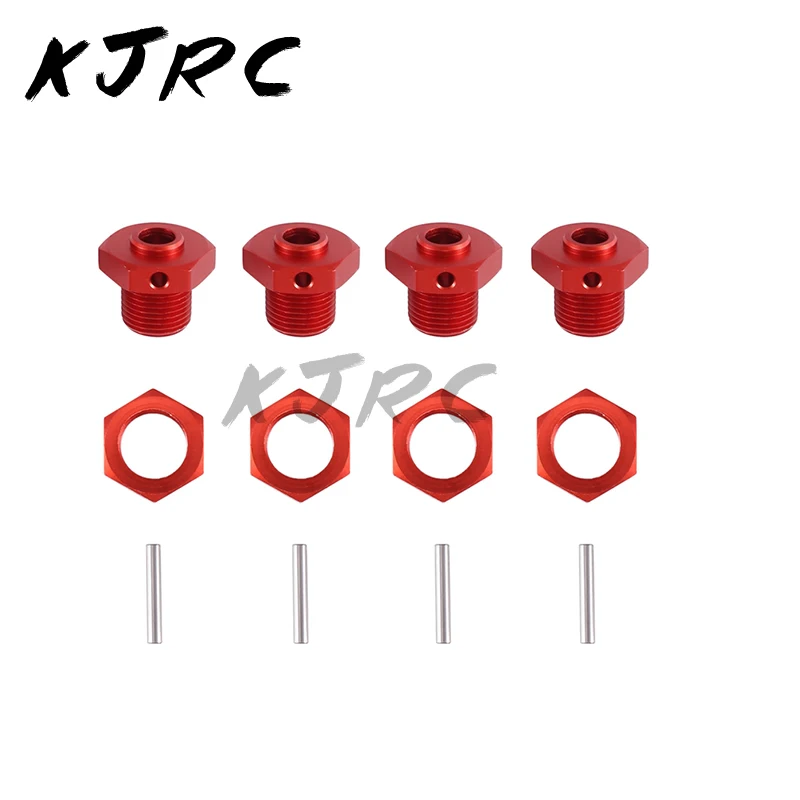 

Metal 17Mm Wheel Hex Hub Adapter With Nut For Arrma 1/8 3S Typhon 1/10 Big Rock V3 RC Car Upgrade Parts Accessories ,Red