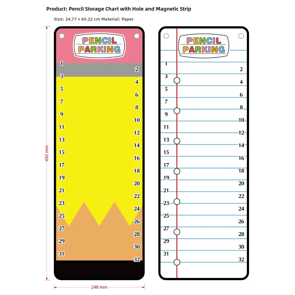 32 Pocket Wall Hanging Pencil Case for Educational Spaces Featuring Numbered Compartments and Polyester Cotton Blend Durability
