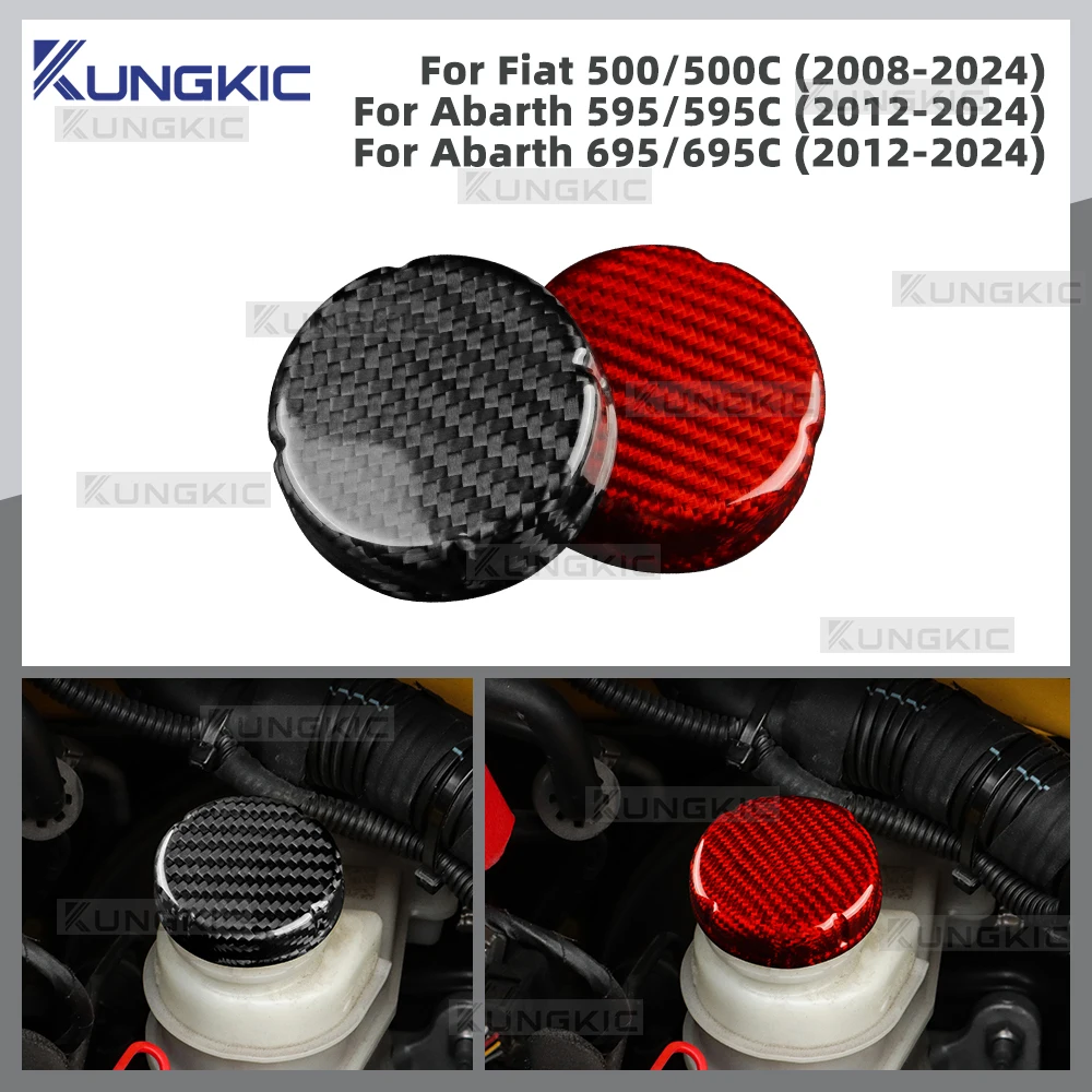 

Real Dry Hard Carbon Fiber For Abarth 595 595C 695 695C 2012-2024/Fiat 500 500C 08-24 Brake Fluid Reservoir Oil Cap Cover